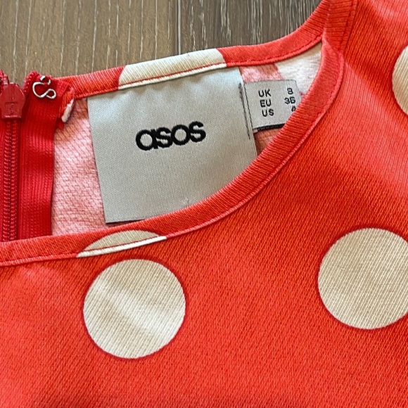 ASOS polka dot peplum sleeveless top red 4 - Picture 2 of 4